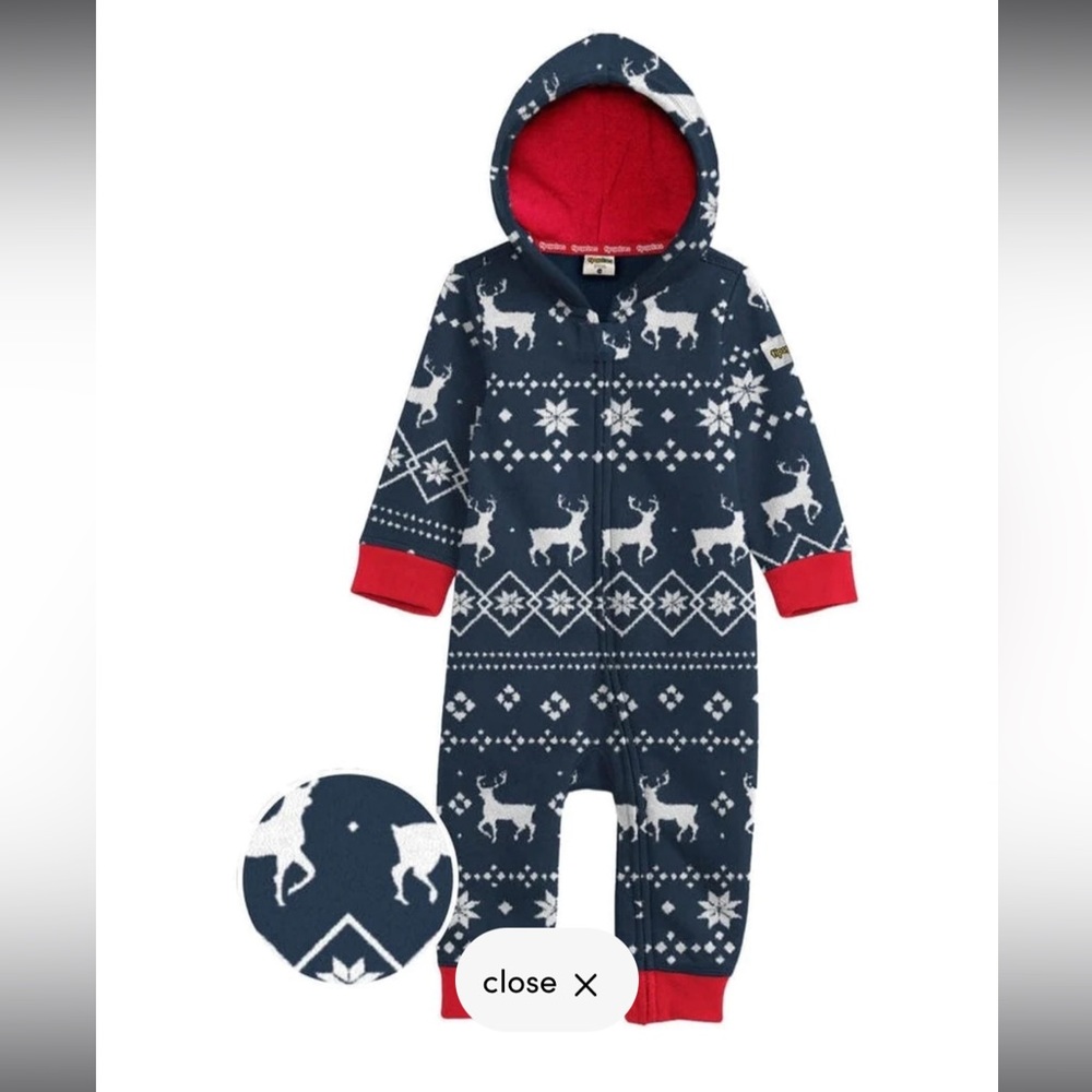 Baby/Toddler Blue Reindeer Jumpsuit Christmas Onesie (Tipsy Elves) Size 18M